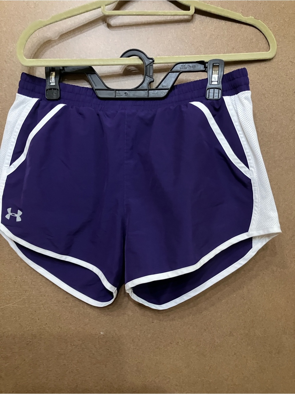 Under Armour Women's Purple Athletic Shorts with White Trim - Picture 9 of 9